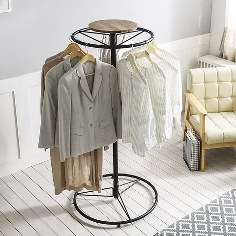 미곳간 철제 원형 회전행거 360도회전행거 매장용 가정용(바퀴없은것), 블랙