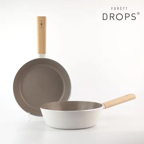 드롭스(포레) IH 아이보리 프라이팬 2종 세트 (22cm 프라이팬 + 22cm 멀티팬) 인덕션겸용, 1개