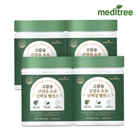 메디트리 고칼슘 산양유 초유 단백질 밸런스 프로틴 280g 4통 마그네슘 비타민D 판토텐산, 280g, 4개