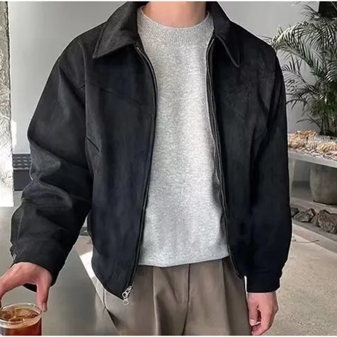 남성 간절기 데일리 스웨이드 블루종 자켓 블랙 브라운, 브라운, 3XL