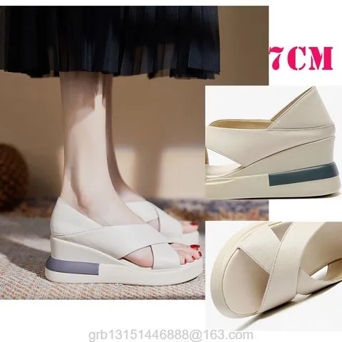 여성 웨지샌들 하이힐 샌들 통굽웨지샌들 토오픈힐 7cm, 235, 베이지