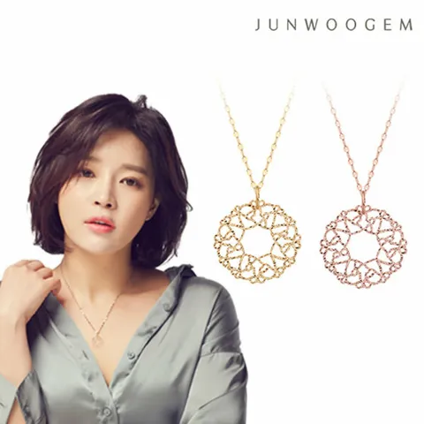 [준우젬] 18K 빅볼륨 목걸이, 로즈골드