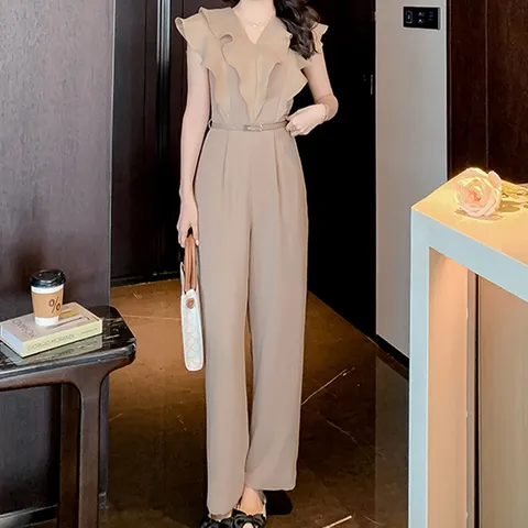 루나걸 렌뉴 점푸수트 L24SMP031202 + 벨트 세트, 점푸수트(XL), 베이지