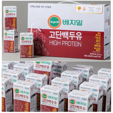 정식품 베지밀 고단백두유 하이프로틴 원액두유93%, 190ml, 48개