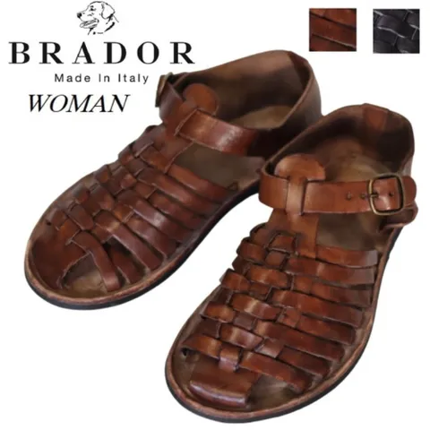 브라도르 샌들 구르카 스트랩 가죽 글래디에이터 피셔맨 3컬러, 36, NERO