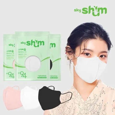 스카이슘 KF94 새부리형 대형 기획팩 에어마스크, 100매, 화이트, 1개