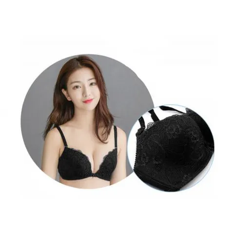 레이스앞후크브라 프론트훅 노와이어 섹시브라 브라 앞 후크 브라, 80C, 블랙