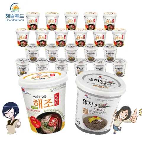 해뜰푸드 완도쌀국수 즉석 멸치맛 톳쌀국수12개+해초 비빔면 컵쌀면12개