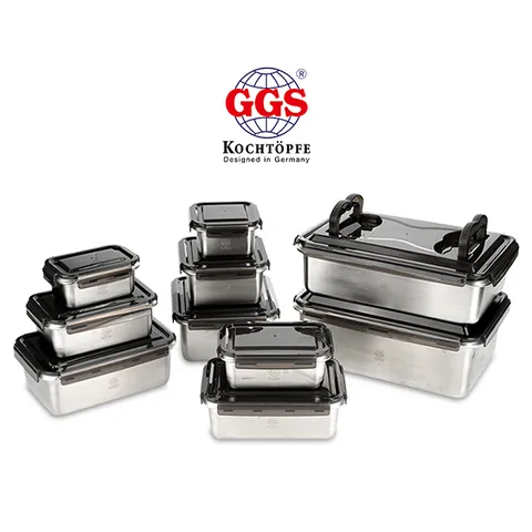 독일 GGS 부식걱정없는 안전한 304스텐 NEW 푸드컨테이너 5종 중 택 1 반찬통 김치통, 600ml+1400..., 1개