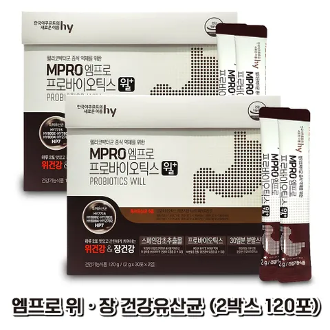 한국야쿠르트 엠프로 윌 플러스 프로바이오틱스 1박스당60포 유산균 +전용홍삼스틱세트, 120g, 2세트