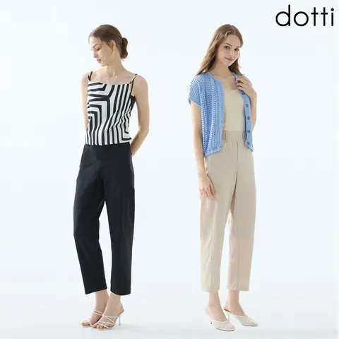 도티 여성 썸머 배기 팬츠 2종, 블랙+베이지, 88