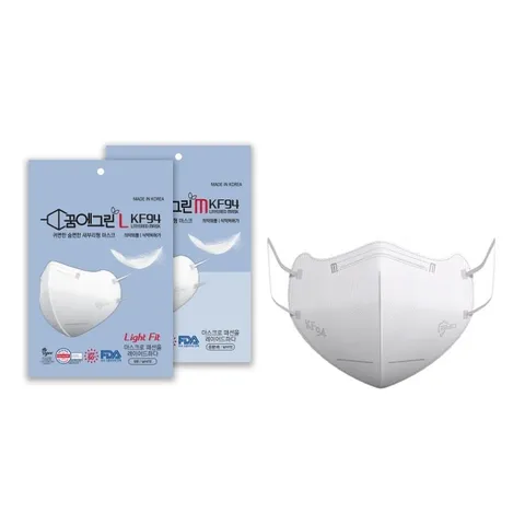 (국산) 여름용 꿈에그린 라이트핏 KF94 새부리형(2D) 컬러 마스크 화이트 블랙 그레이 (5매입) 귀편한 숨편한 보풀없는, 대형 화이트