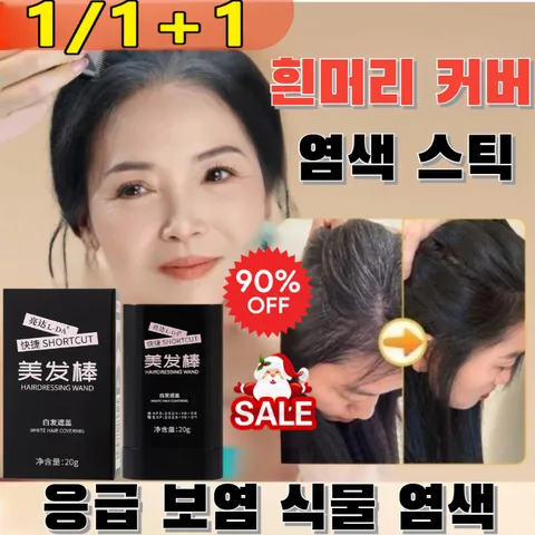 1+1/1 [완벽커버] 흰머리 커버 염색 스틱 일회용 헤어스틱 새치커버 헤어틴트 흰머리 블랙 임시 헤어스틱 20g 한정 특가!