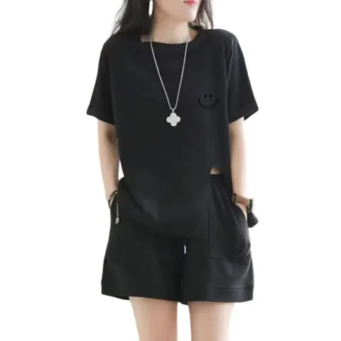 여름 새로운 여성 골프 의류 여성 골프 세트 스포츠웨어 반팔 세트 여성 반바지 느슨한 인쇄 간단한 티셔츠 투피스 세트