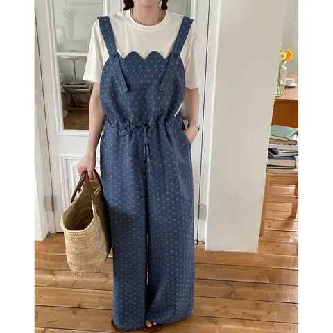 여성점프슈트 도트 점프 슈트