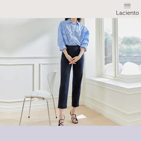 [런칭가 69900원] 라씨엔토 코튼블렌딩 비비드 썸머 팬츠, 다크네이비/66