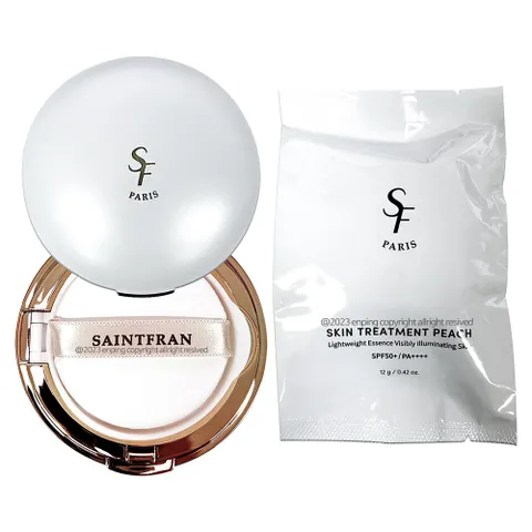 [홈쇼핑 세트] 세인트프랑 스킨 톤업 팩트 피치 트리트먼트 쿠션 본품+리필