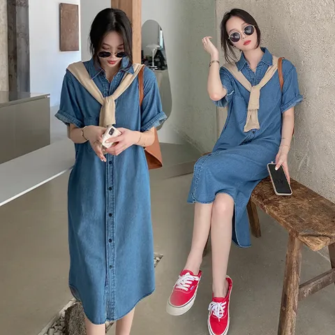 JQS 빅사이즈 77 데님 청 원피스 2