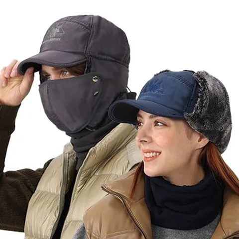 [애드크로스 홈쇼핑] 알래스카 보아털 넥워머 모자 탈부착 마스크 오토바이 등산 겨울 군밤모자 방한용품, 네이비+네이비, 1세트, 1개
