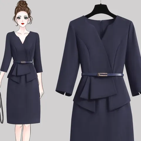 봄가을 오피스룩 원피스 여성 정장 원피스 결혼식하객룩