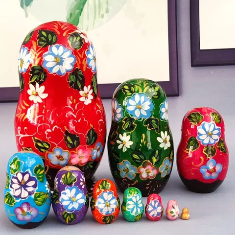 마트료시카 목각인형 전통 러시아인형 그린 러시아 인형 10겹 어린이 생일 발렌타인 데이 선물 하얼빈 여행 크리스마스와 새해 기념, [01] 옵션1