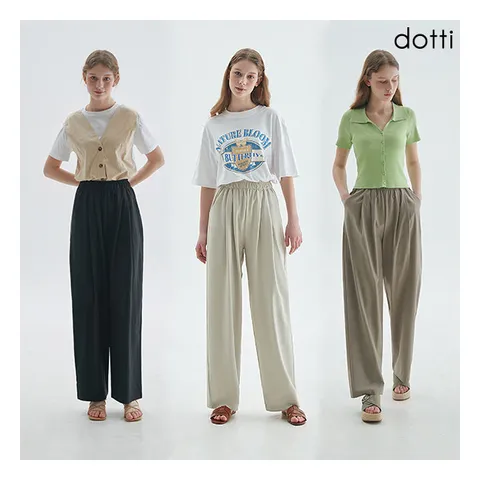 [도티] 24썸머 여성 새틴 세미와이드 팬츠 3종 (PWWW), 사이즈:66(27~..., 상세 설명 참조