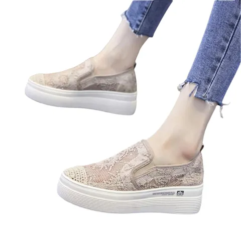 여성 키높이 레이스 슬립온 7cm 가벼운 패션 키높이운동화 여름 사계절