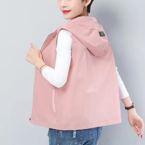 데일리 봄여름 중년엄마 후드 조끼 빅사이즈 캐주얼 베스트, 3XL, 블랙