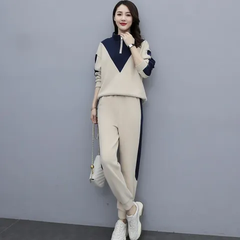 여성세트 여성 가을츄리닝 운동복 벨벳트레이닝 상하의 등산복, L, 살구색