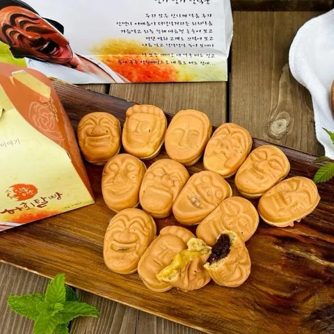 [KBS 동네 한바퀴 방영] [농업 명장] 안동의 미소 하회탈빵 세트 (소/중/대) - Children's Snacks 산지직송으로 전하는 안동 명장의 빵!, 23g, 20개