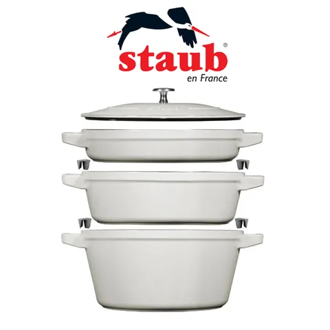 스타우브 꼬꼬떼 팬 주물 냄비 3종 세트 화이트, 1개