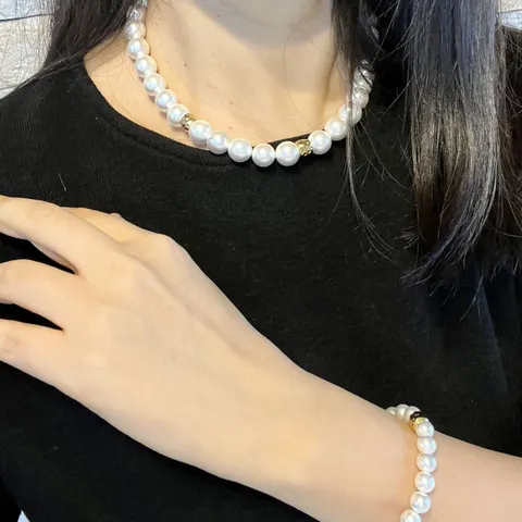 블랙라벨 핵진주 멀티3종세트 목걸이12팔찌8mm