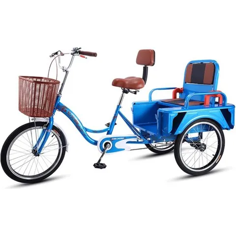 3륜 자전거 성인용 20인치 조절식 등받이 시트 트라이크 간단한 현대 도시 쇼핑용 W설치 도구 설명서 사이클링 페달
