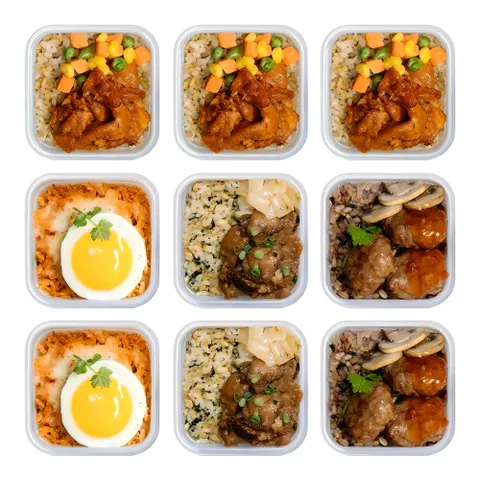 방탄푸드 닭가슴살 곤약 볶음밥 도시락 230g 4종 8+1팩 (김치볶음 2팩 + 숯불고기 2팩 + 미트볼 2팩 + 제육볶음 3팩) / FMD 컵밥 식단, 230g, 1세트
