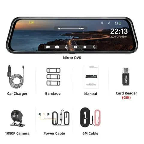 와이파이 자동차 백미러 녹음기 장착 미러 DVR 2K 대시 캠 리어 뷰 카메라 차량 블랙박스 등록, 3) 6M add ...