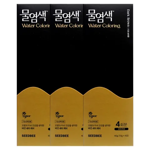 씨드비 물염색 새치염모제 12회분, 다크브라운, 3개