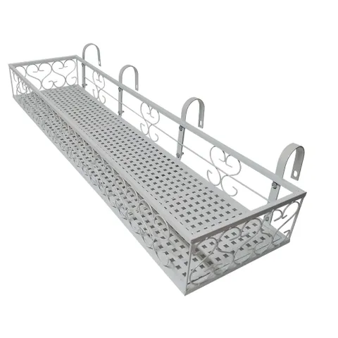 MK 베란다 화분걸이대 고층 난간용 (직각 100 X 25cm) 난간고리 4P, 화이트, 고층용_직각형(10...