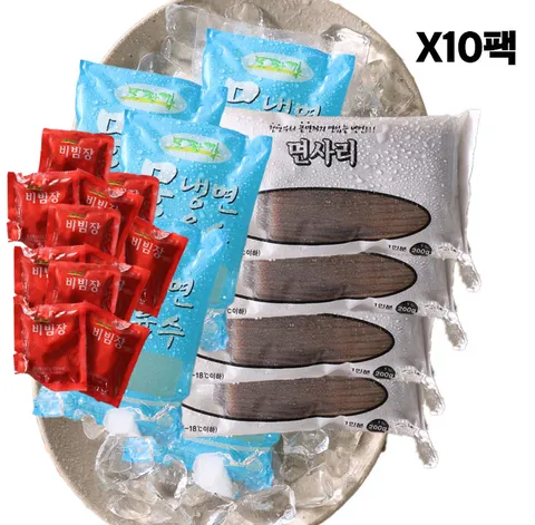 모란각 평양식 물냉면x10 함흥 비빔냉면x10, 물냉면10+비빔냉면..., 200g, 10개