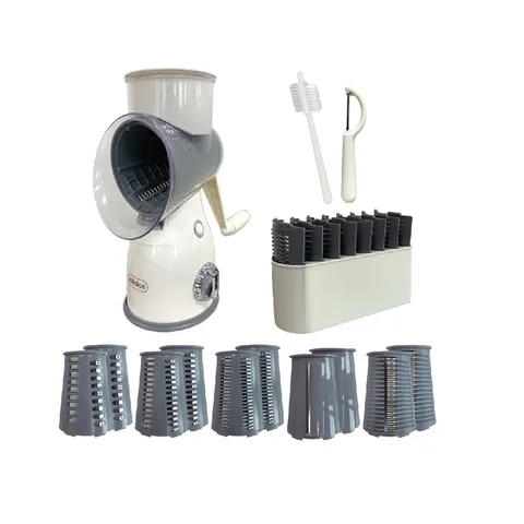 통큰 롤슬라이스 드럼통 안전 채칼 풀세트(5종 칼날+세척솔+껍질제거필러), 혼합색상, 1개