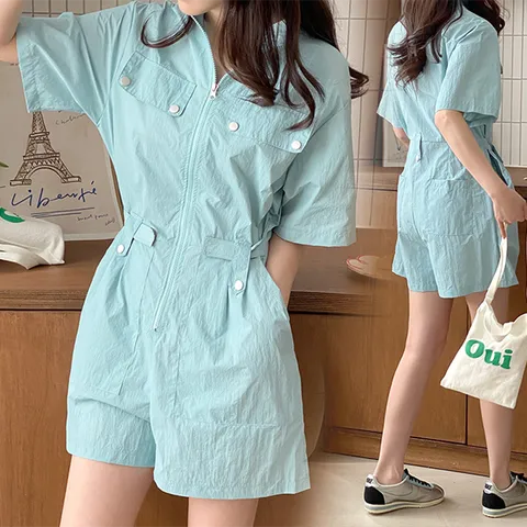 NewCare 여성 여름 반팔 점프수트 반바지 슈트, 진소라, free