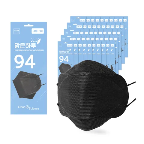 맑은하루 KF94 마스크 대형 블랙 50개입, 50매입, 블랙, 1개