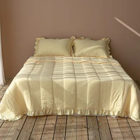 데코지 솔리드 모달 여름 이불 패드 베개 세트, Q 풀세트, 옐로우