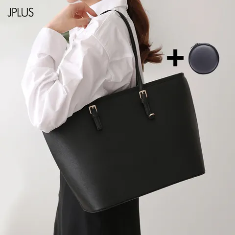 JPLUS 큰 숄더백 쇼퍼백 빅백 직장인 대학생 여대생 데일리 가죽 가방, (클라스-로고없음)...