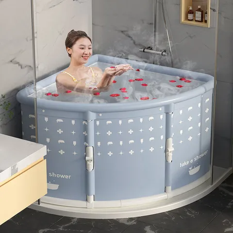 Shipshape 접이식 목욕통 삼각 욕조 간이 원터치 접이식 이동식 욕조 성인 접이식욕조 가정용목욕통, 75*75*55cm