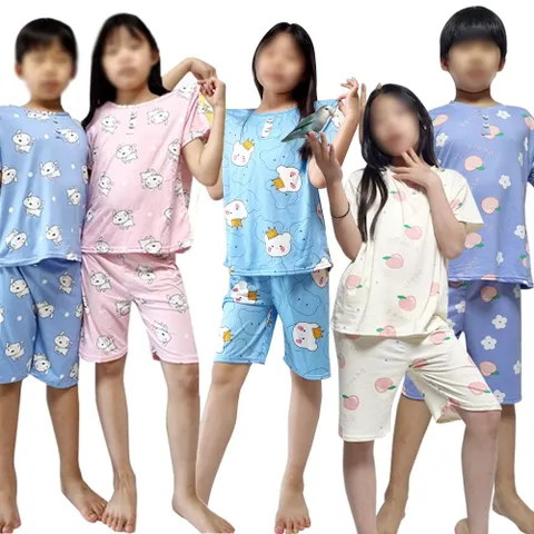 아동잠옷 쿨 아이스 여름 사방 스판 잠옷 반팔 시원한원단 강아지 부드러운 원단 왕관 세트 파자마 홈웨어 실내복 상하세트 가족 패밀리 주니어 키즈 스판 키즈, 3-1.쿨아동강아지..., 85