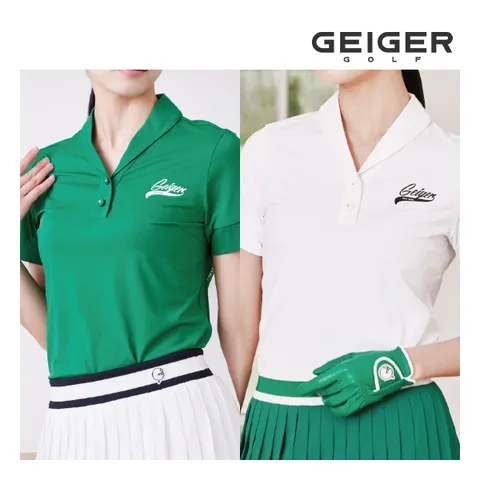 [가이거골프] (IN)[런칭가 109 000] 여성 숄카라 하프 슬리브 티셔츠, 색상:블랙 / 사이..., 상세 설명 참조