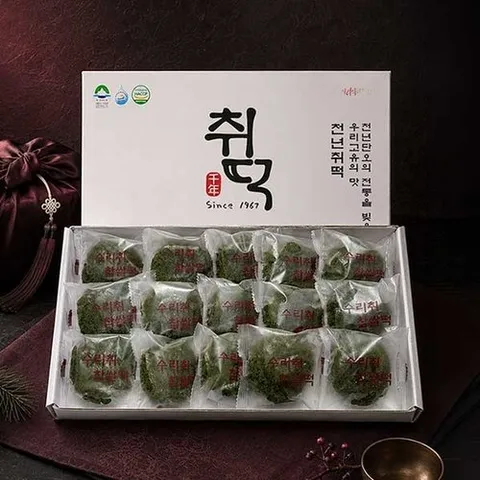 [푸드맛남] 강원도 정선 수리취 찹쌀떡 1kg 20개 (선물상자)
