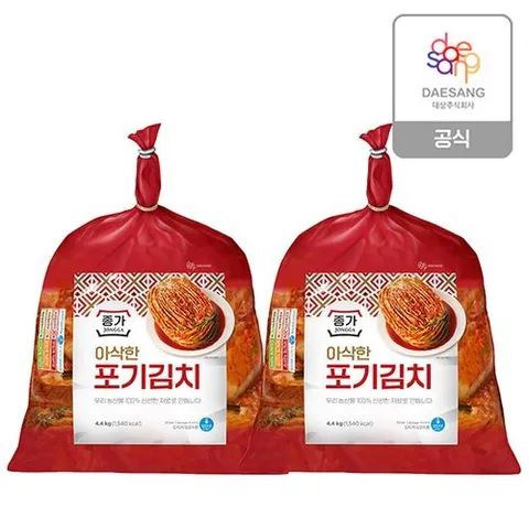 [종가] 아삭한포기김치 4.4kg*2봉 / 총 8.8kg