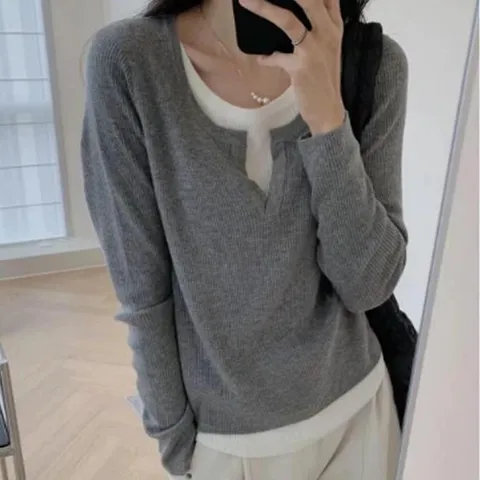 [더블디] 여성 슬릿 데일리 레이어드 긴팔 티셔츠 DHH-L22 (43286409)