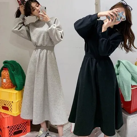 [기타브랜드] 여성 허리밴딩원피스 베이직 허리쏙 롱원피스